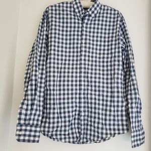 J. Crew Men's button-down long sleeve blue and white checked shirt